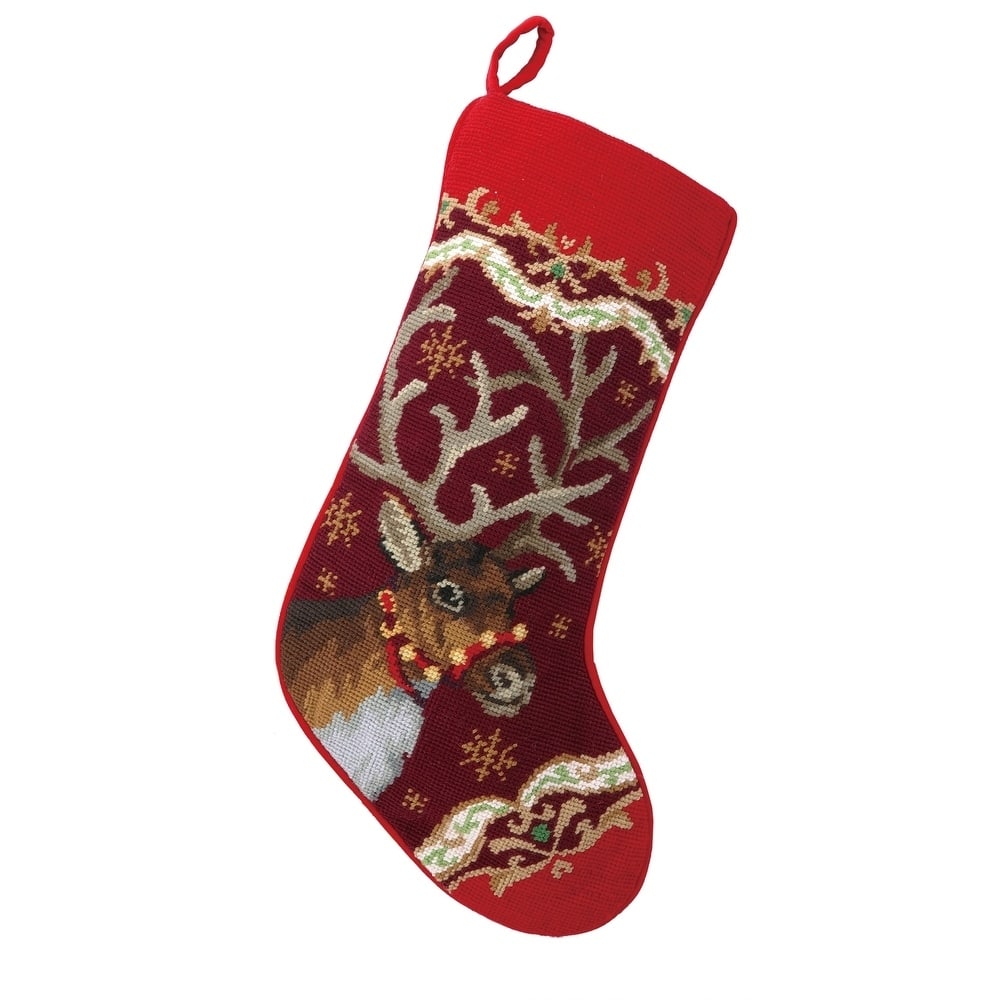 Christmas Deer Needlepoint Stocking