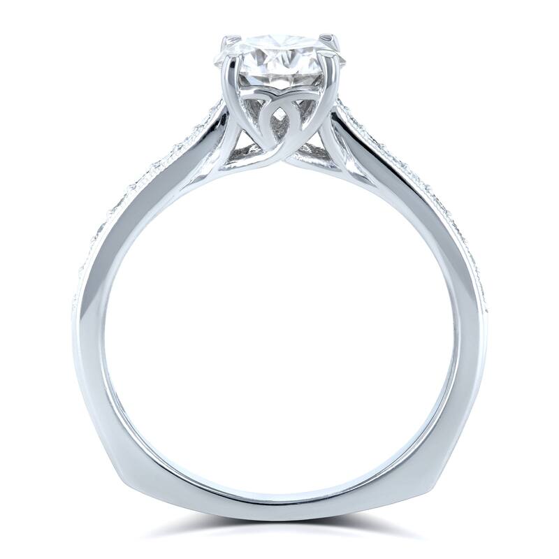Annello by Kobelli 14k Gold 1 1/5ct TGW Round Moissanite and Diamond Vintage Trellis Engagement Ring