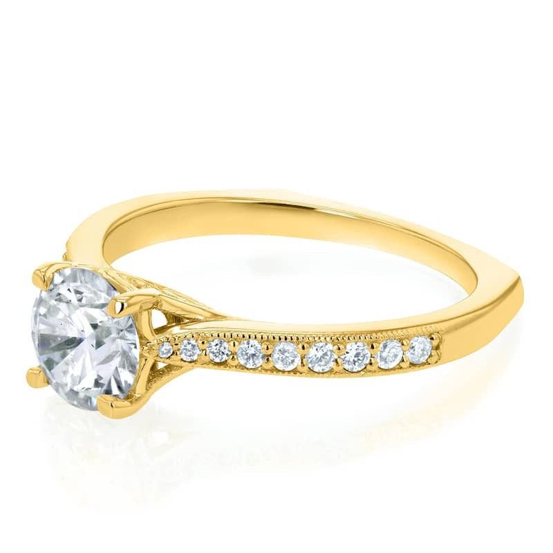 Annello by Kobelli 14k Gold 1 1/5ct TDW Diamond Vintage Trellis Engagement Ring