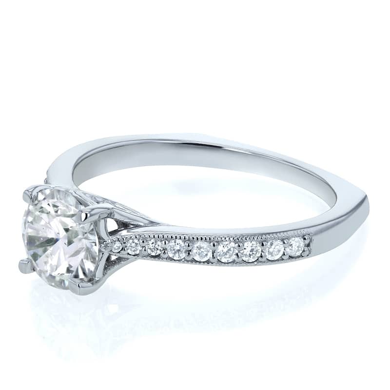 Annello by Kobelli 14k Gold 1 1/5ct TDW Diamond Vintage Trellis Engagement Ring