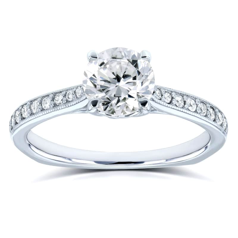 Annello by Kobelli 14k Gold 1 1/5ct TDW Diamond Vintage Trellis Engagement Ring
