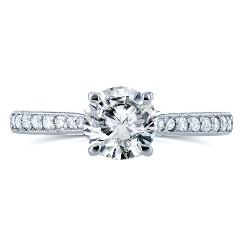 Annello by Kobelli 14k Gold 1 1/5ct TDW Diamond Vintage Trellis Engagement Ring