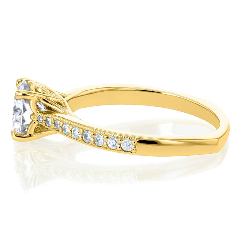 Annello by Kobelli 14k Gold 1 1/5ct TDW Diamond Vintage Trellis Engagement Ring