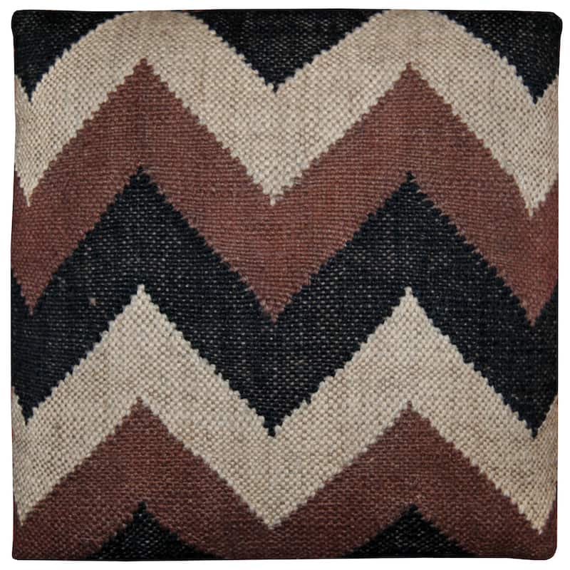 Handmade Kilim Ottoman Footstool (India) - 15" x 15" x 7"