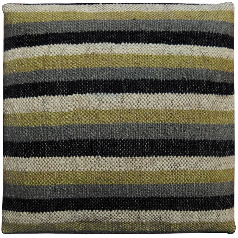 Handmade Kilim Ottoman Footstool (India) - 15" x 15" x 7"