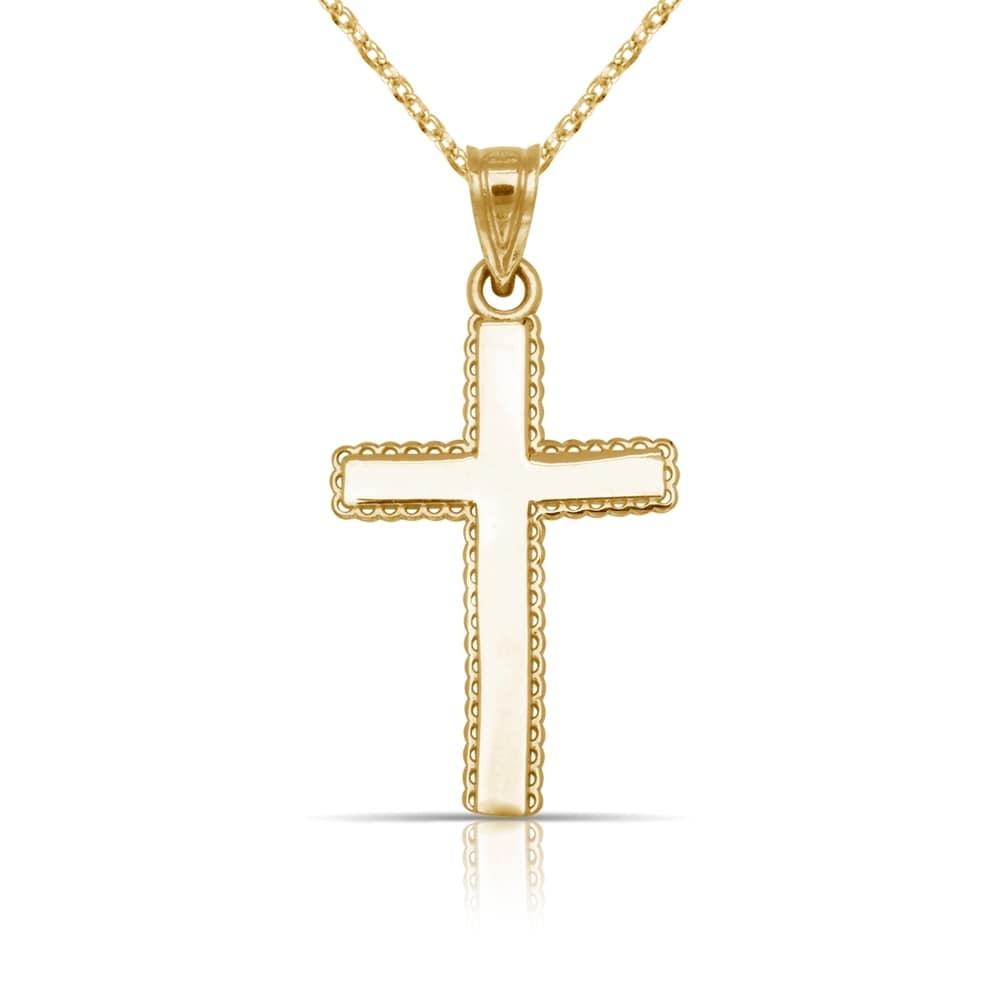 35mm Silver Yellow Plated Budded Cross Pendant