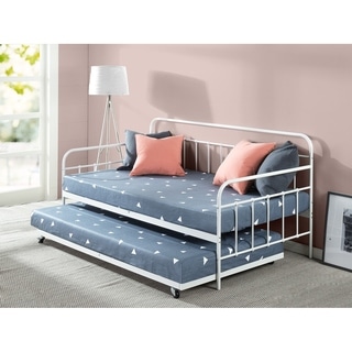 Florence White Steel/ Pinewood Twin Trundle Daybed
