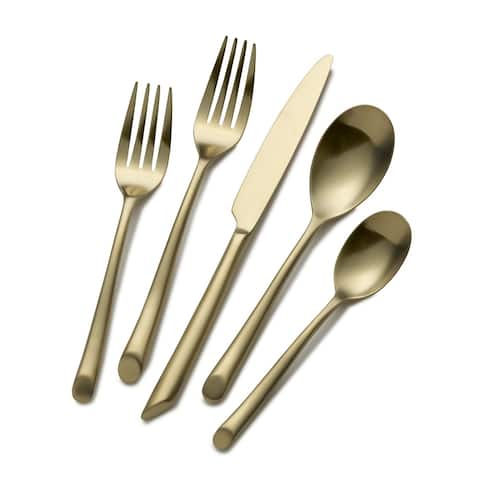 Towle Living Forged Satin Gold Wave 20 Pc Flatware Set
