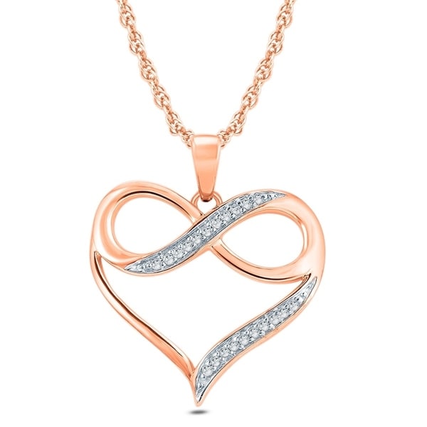 Shop Cali Trove 1/20 Ct Round Diamond Accent Infinity Heart Pendant Necklace In 10K Rose Gold ...