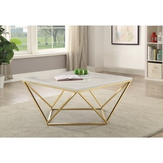 Contemporary Faux Marble Coffee Table, white and gold