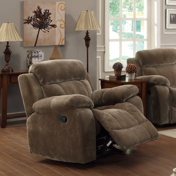 Shop Attractive Glider Recliner with Pillow Arms, Brown Free Shipping Today Overstock 18853052