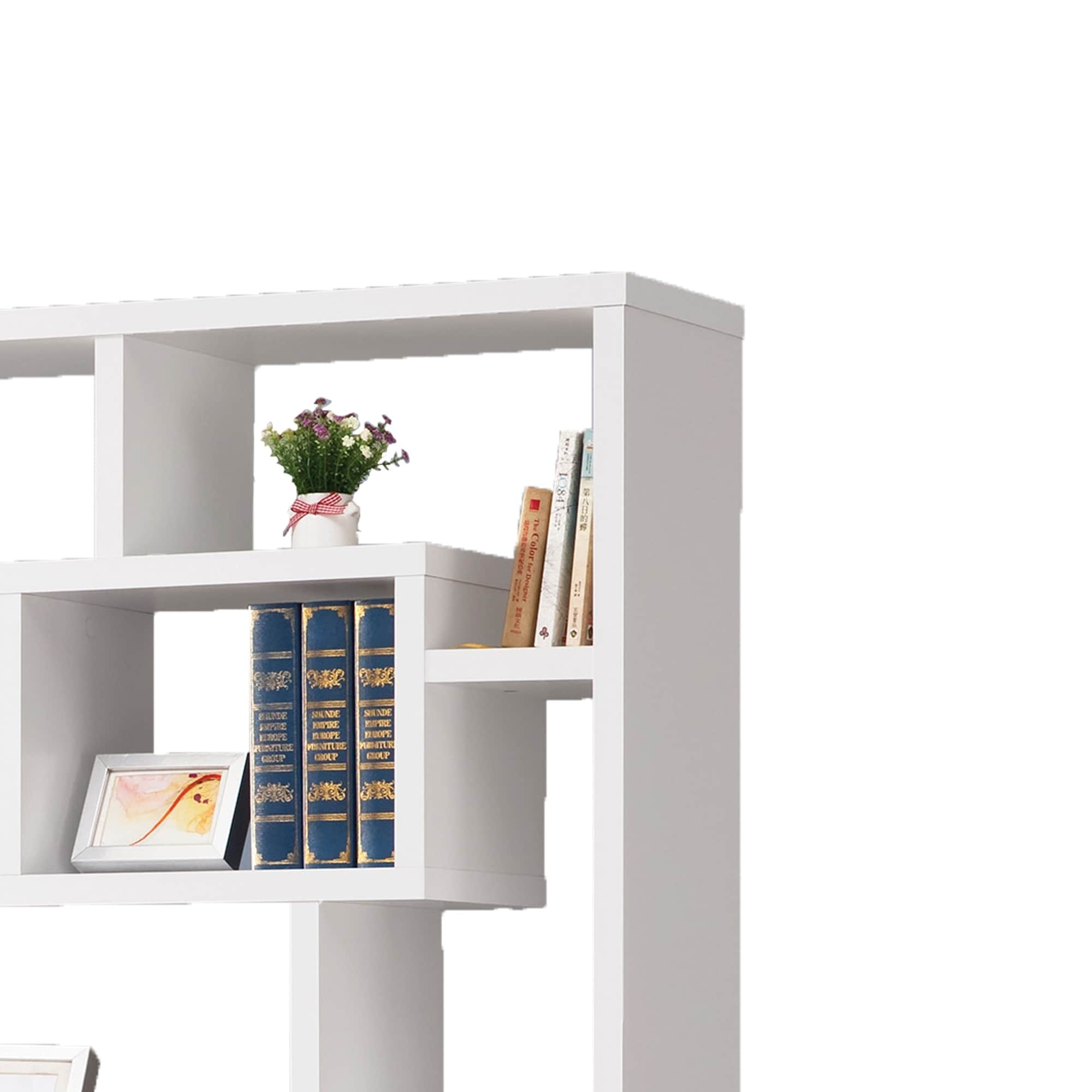 Fantastic Geometric Cubed Rectangular Bookcase White On Sale Overstock 18853086