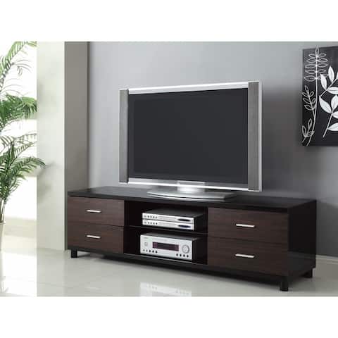 Enticing Wooden tv console with 2 Shelves, Black and Brown