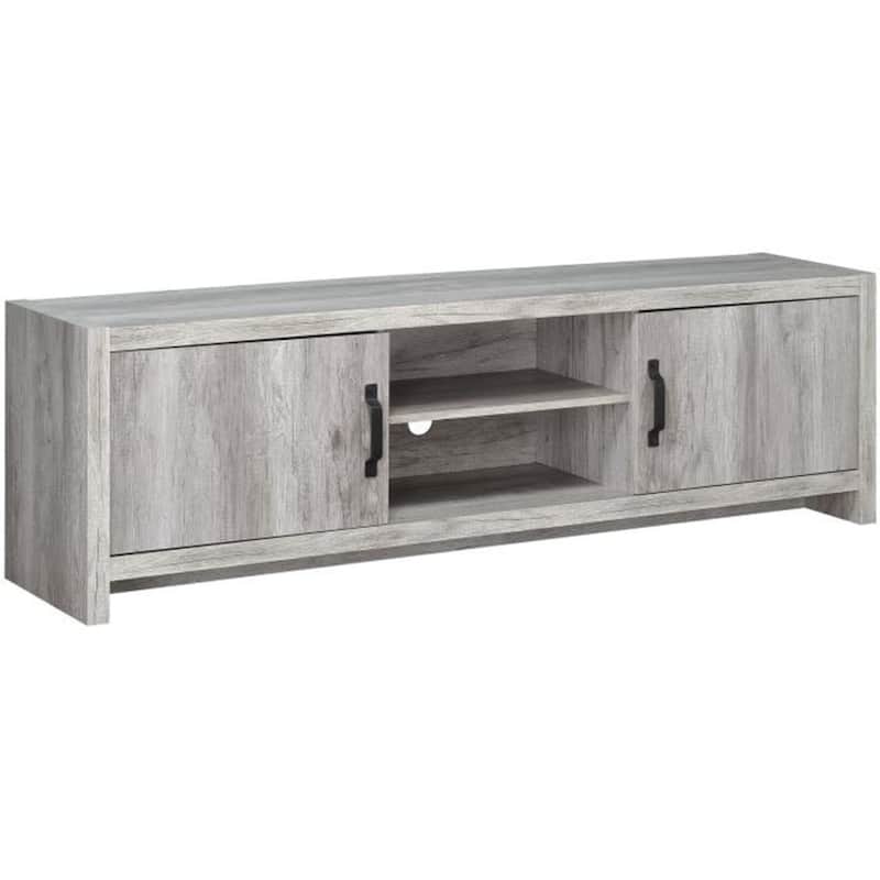 Cottage Style Wooden TV Console with Spacious Storage, Gray