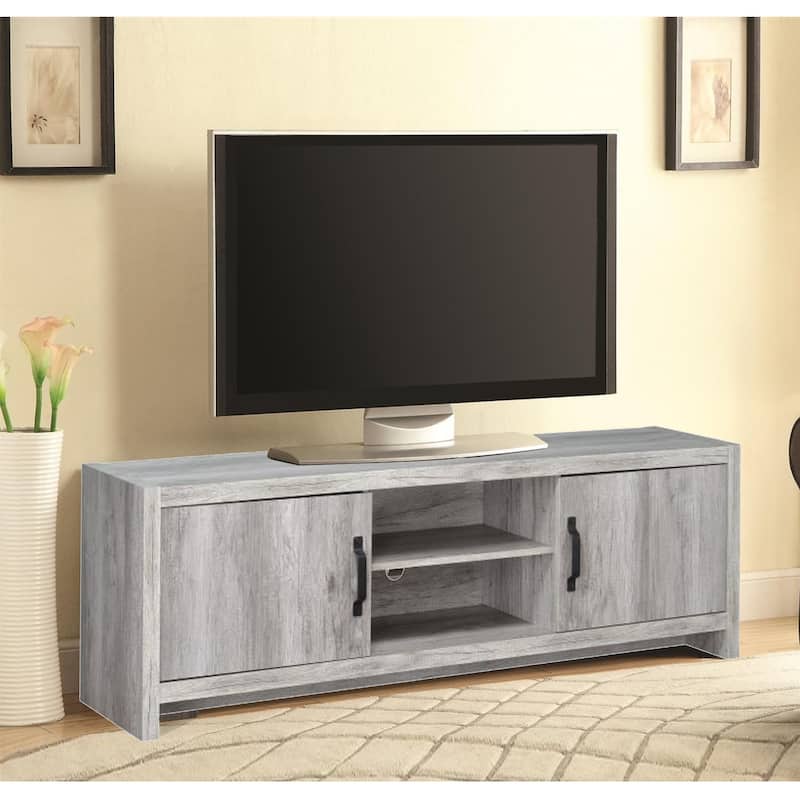 Cottage Style Wooden TV Console with Spacious Storage, Gray