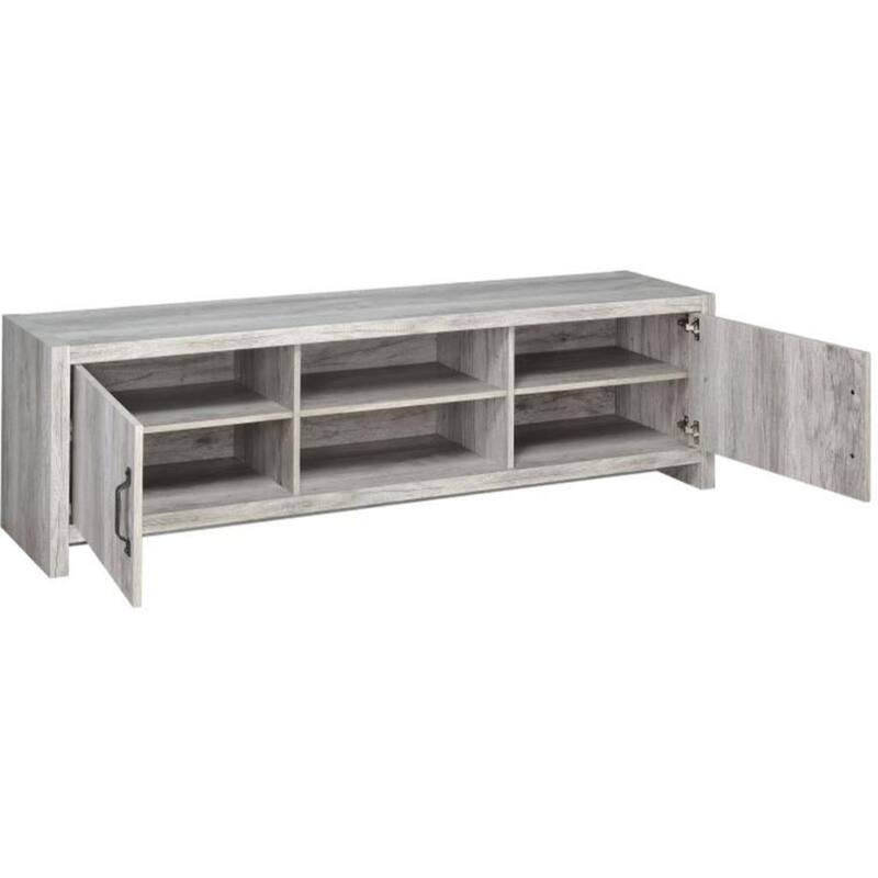 Cottage Style Wooden TV Console with Spacious Storage, Gray