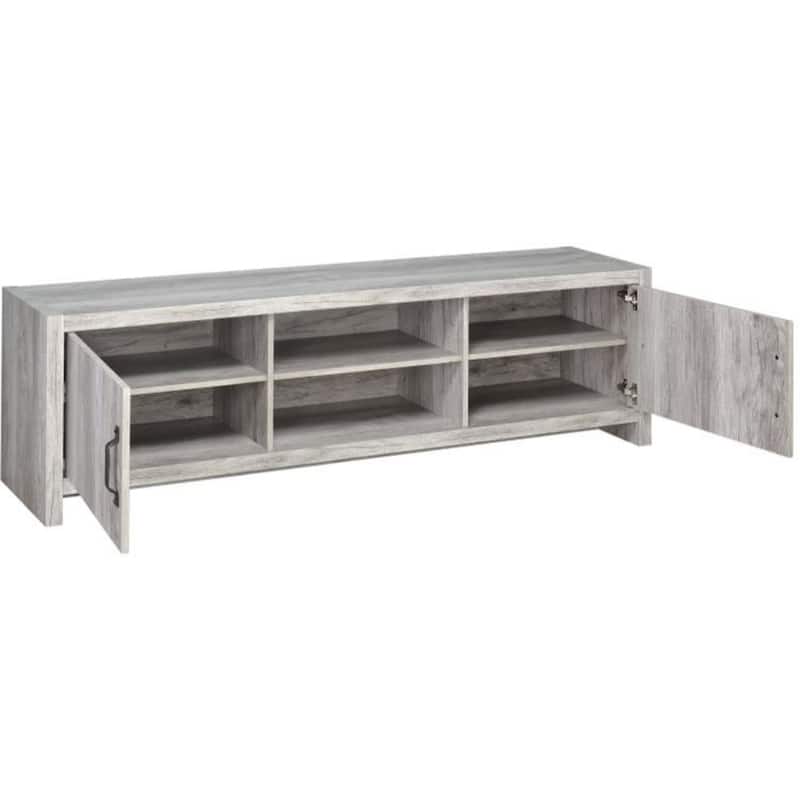 Cottage Style Wooden TV Console with Spacious Storage, Gray