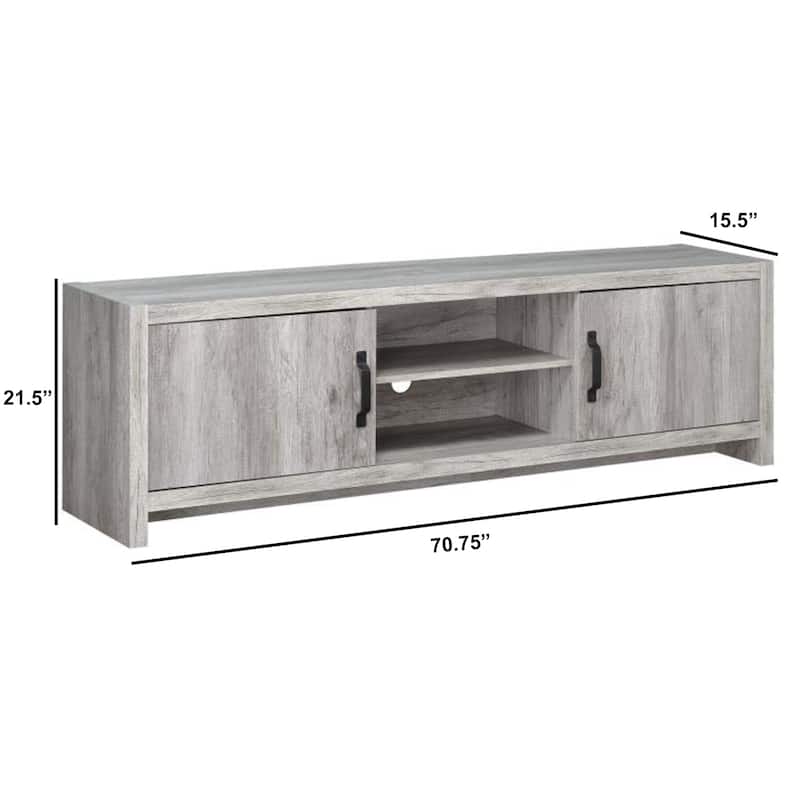 Cottage Style Wooden TV Console with Spacious Storage, Gray