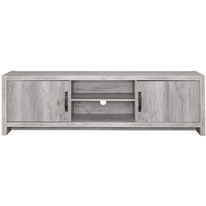 Cottage Style Wooden TV Console with Spacious Storage, Gray