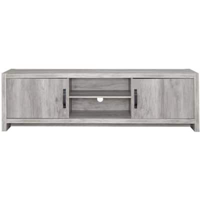 Cottage Style Wooden TV Console with Spacious Storage, Gray