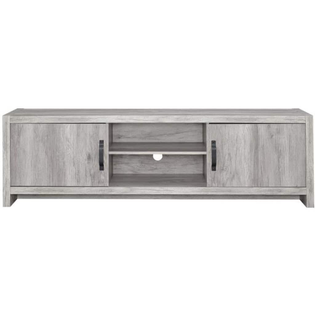 Cottage Style Wooden TV Console with Spacious Storage, Gray