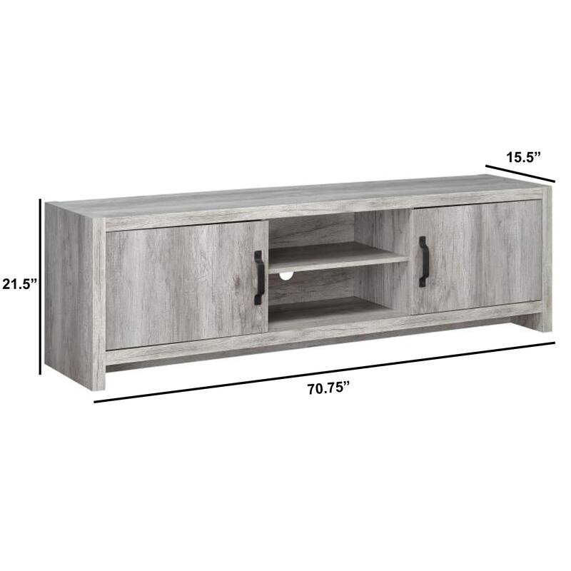 Cottage Style Wooden TV Console with Spacious Storage, Gray