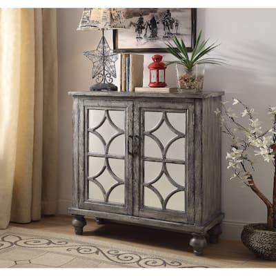 Velika Console Table with 2 Doors, Weathered Gray