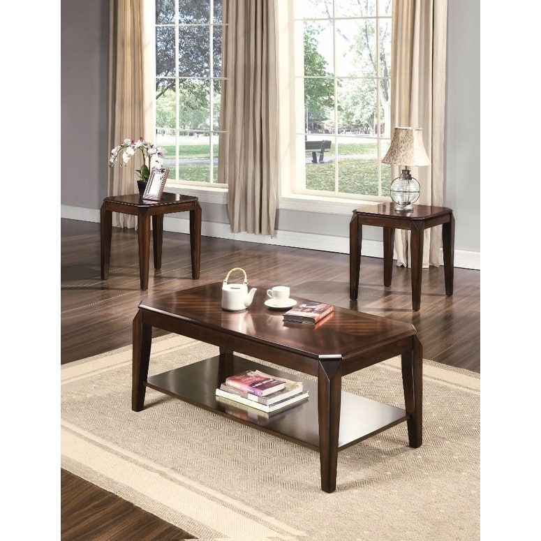 Docila 3Pc Pack Coffee/End Table Set, Walnut