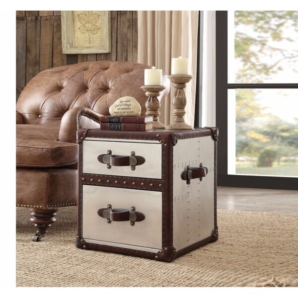 Shop Aberdeen End Table, Vintage Dark Brown Top Grain ...