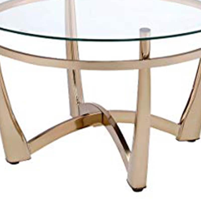 Attractive Coffee Table, Gold & Clear Glass