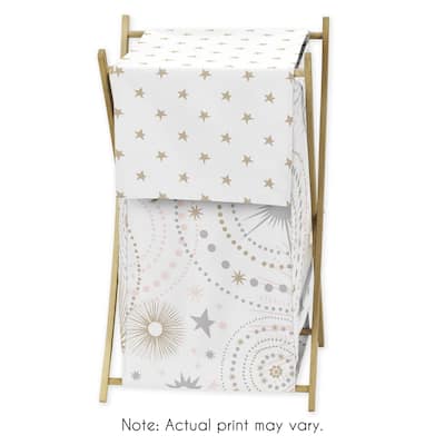 Sweet Jojo Designs Blush Pink, Gold, Grey and White Star and Moon Celestial Collection Laundry Hamper