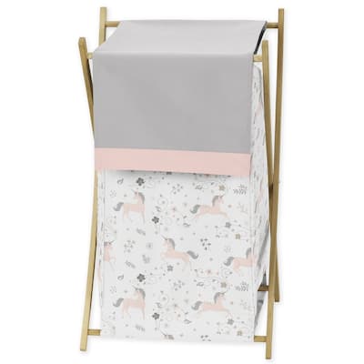 Sweet Jojo Designs Pink, Grey and Gold Unicorn Collection Laundry Hamper
