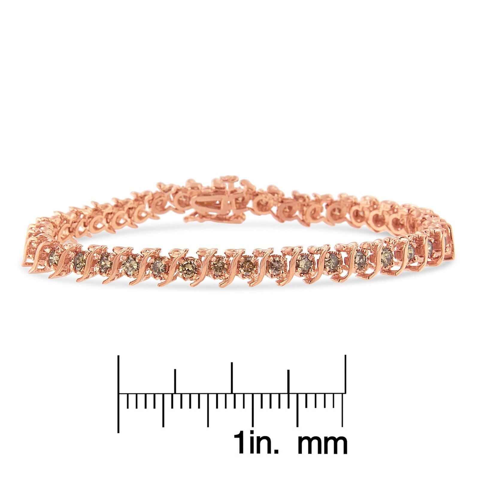 10k Rose Gold 4 Ct Tdw Round Champagne Diamond Bracelet I1 10k Rose Gold 4 Ct Tdw Round