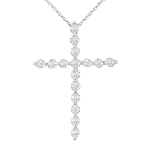 Sterling Silver 0.15ct TDW Diamond Cross Pendant (I-J,I2-I3-Promo)