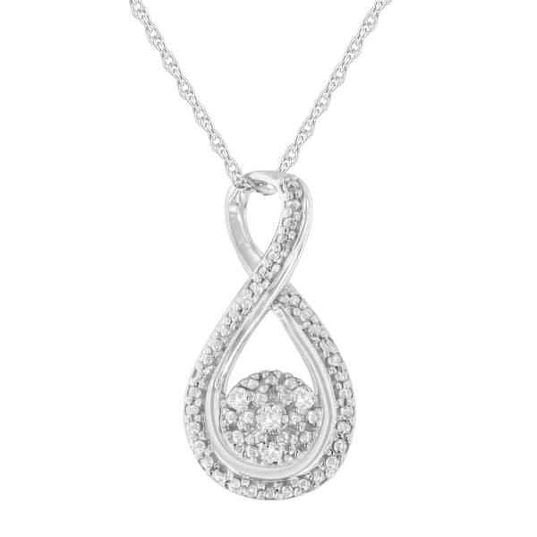 slide 1 of 5, .925 Sterling Silver Rose Cut Diamond Accent Infinity 18" Pendant Necklace (I-J color, I2-I3 clarity)