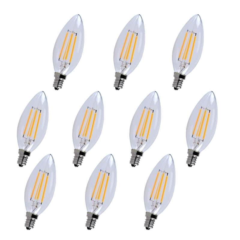 Led e12 candelabra, 3000k, 300°, cri80, es, ul/cul, 4w, 40w equivalent, 15000hrs, lm300, dimmable,input voltage 120v 10 pack