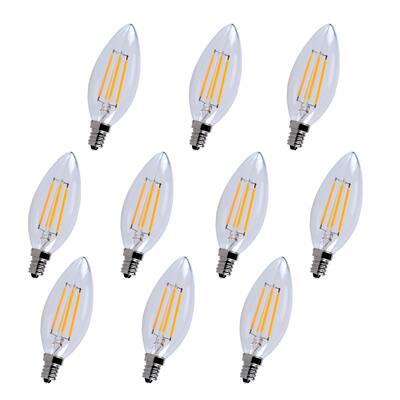 Led e12 candelabra, 3000k, 300°, cri80, es, ul/cul, 4w, 40w equivalent, 15000hrs, lm300, dimmable,input voltage 120v 10 pack