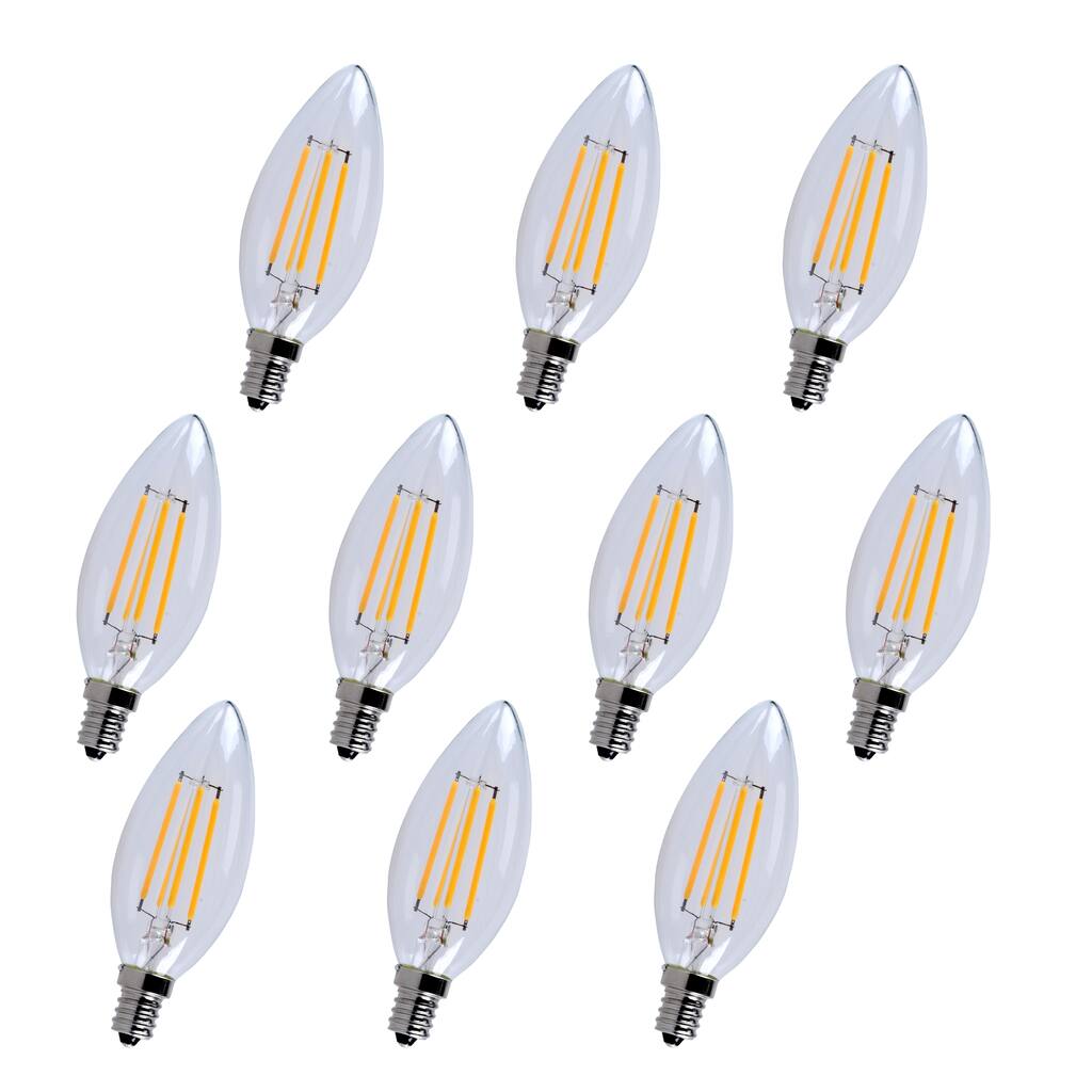 Led e12 candelabra, 3000k, 300°, cri80, es, ul/cul, 4w, 40w equivalent, 15000hrs, lm300, dimmable,input voltage 120v 10 pack