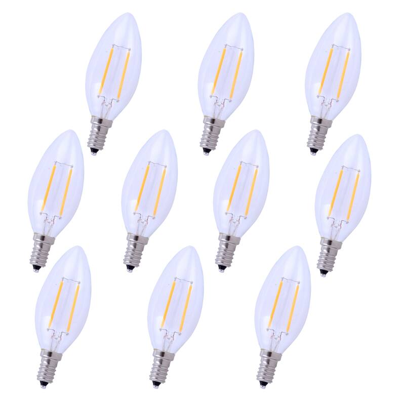 Led e12 candelabra, 3000k, 300°, cri80, es, ul/cul, 2.5w, 25w equivalent, 15000hrs, lm165, dimmable, input voltage 120v 10 pack