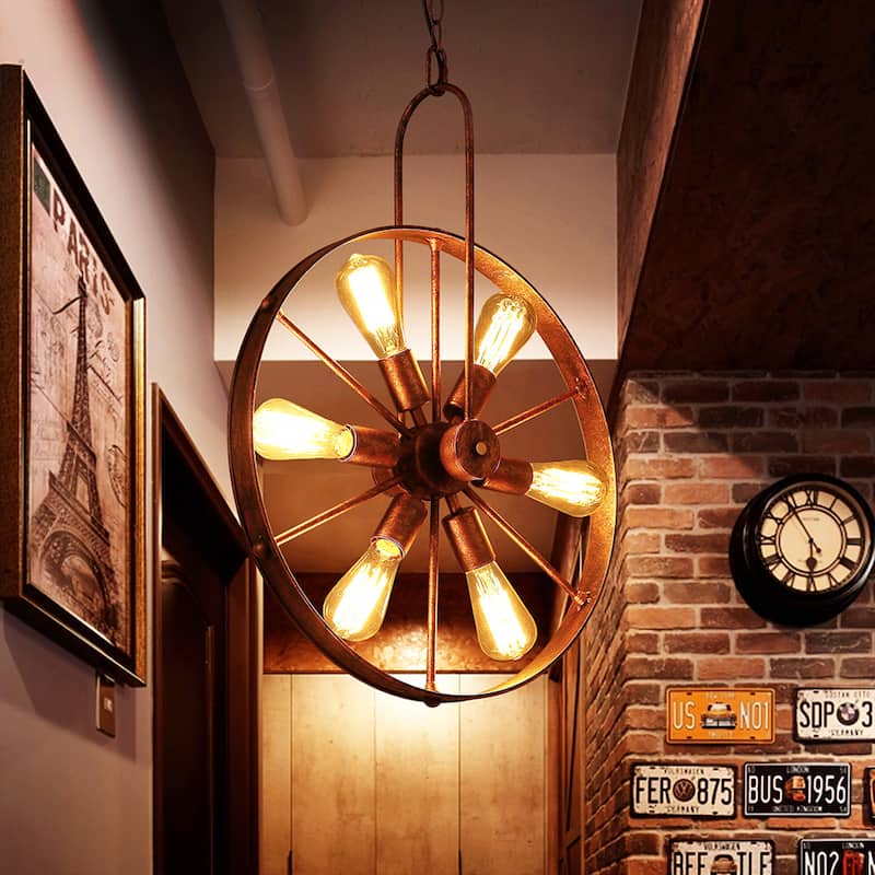 Saralin Rustic Wagon Wheel Chandelier