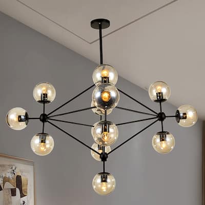 Warehouse of Tiffany Enthen 15-light Orb Black Metal Chandelier