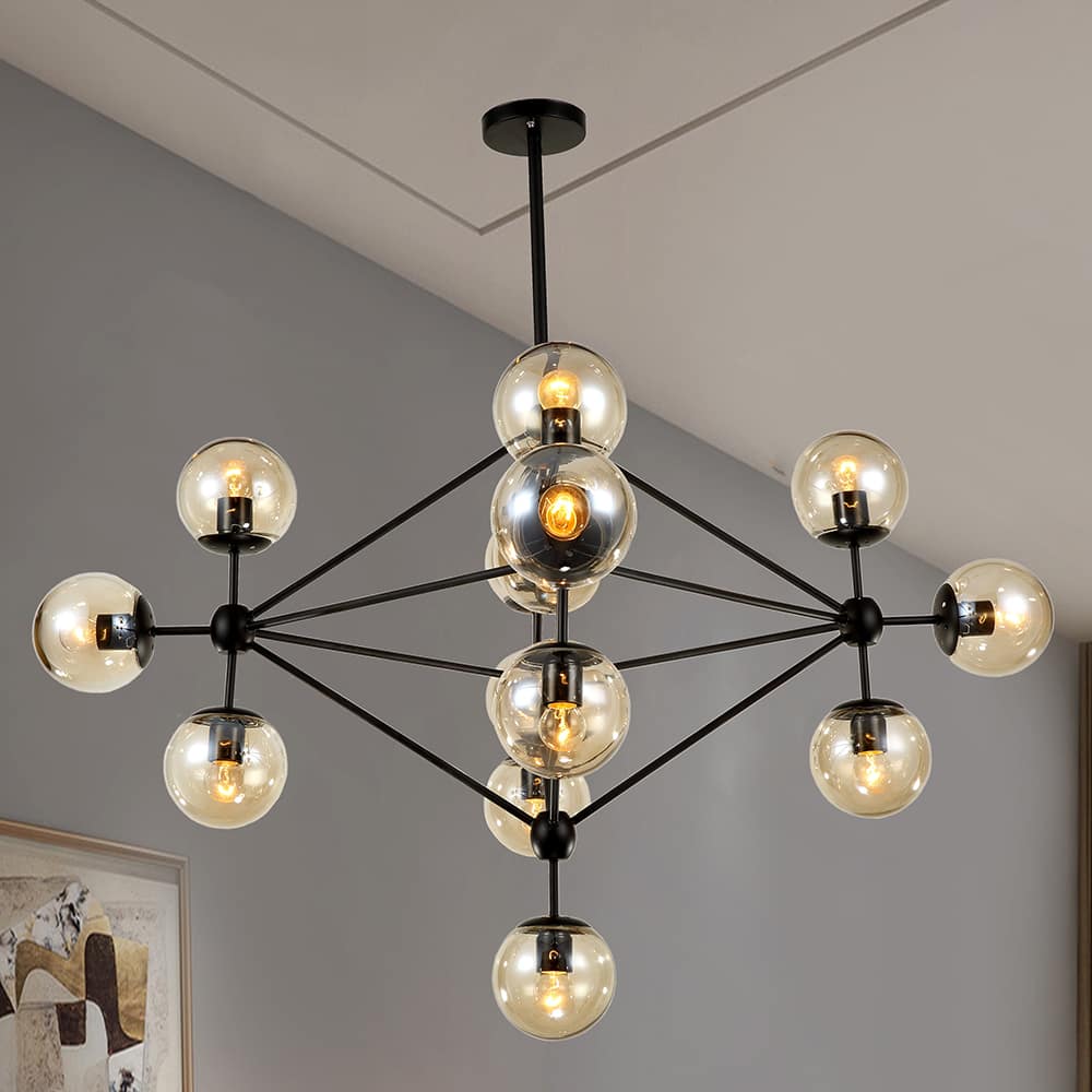 Warehouse of Tiffany Enthen 15-light Orb Black Metal Chandelier