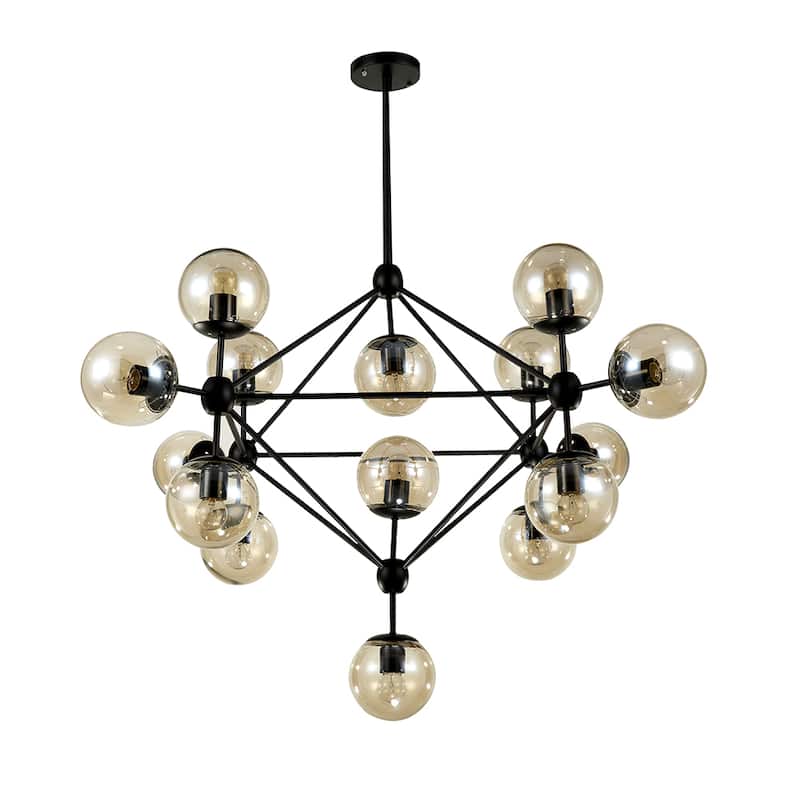 Warehouse of Tiffany Enthen 15-light Orb Black Metal Chandelier