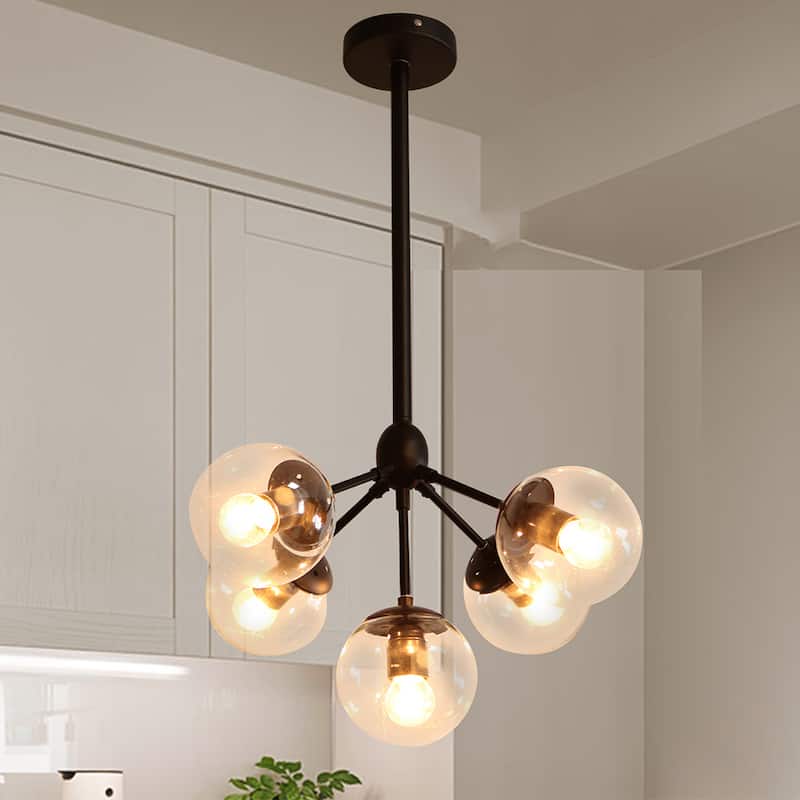 Enthen 5-Light Orb Black Chandelier