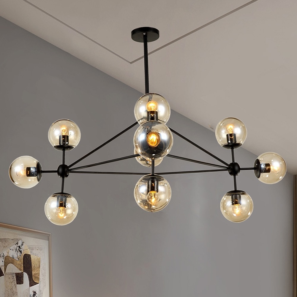 Enthen 10-Light Orb Black Chandelier Includes Light Bulbs (10-Light Orb Black Chandelier Includes Bulbs) - Chandeliers For Bedrooms by Overstock.com
