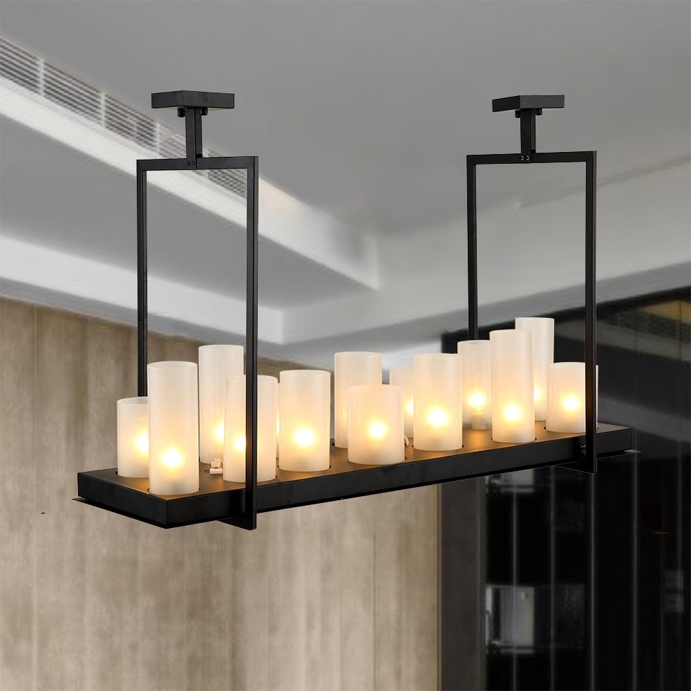 Warehouse of Tiffany Namraq Black 14 Upper Candle Lights and 3 Bottom LEDs Bulbs Included Chandelier (14-Light Candle Chandelier Includes All Bulbs) - Chandeliers For Bedrooms by Overstock.com