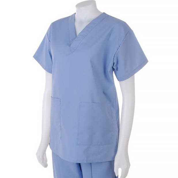 Medline Hospital Quality Women's Two Pocket Scrub Top Ciel Blue