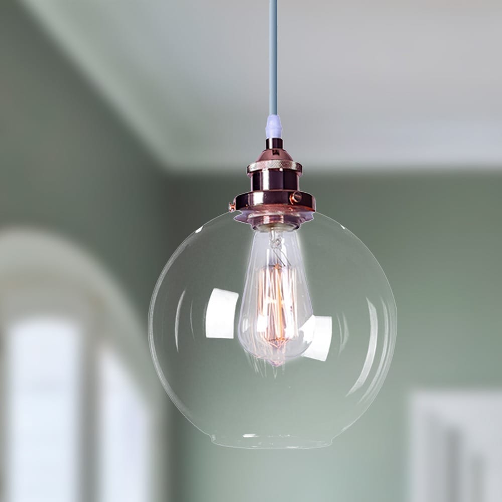 Warehouse of Tiffany Shimar 1-Light Rose Gold Globe Chandelier Edison Bulb Included