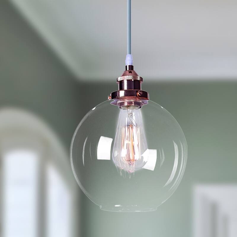 Shimar 1-Light Rose Gold Globe Chandelier Edison Bulb Included