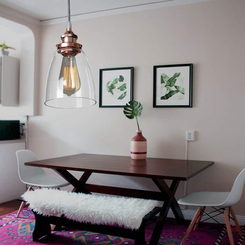 Maret 1-Light Rose Gold- Shaded Pendant Edison Bulb Included